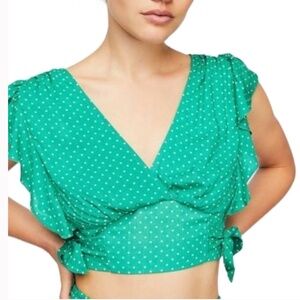 FREE PEOPLE Pretty Dayz crop top polka dot ruffle